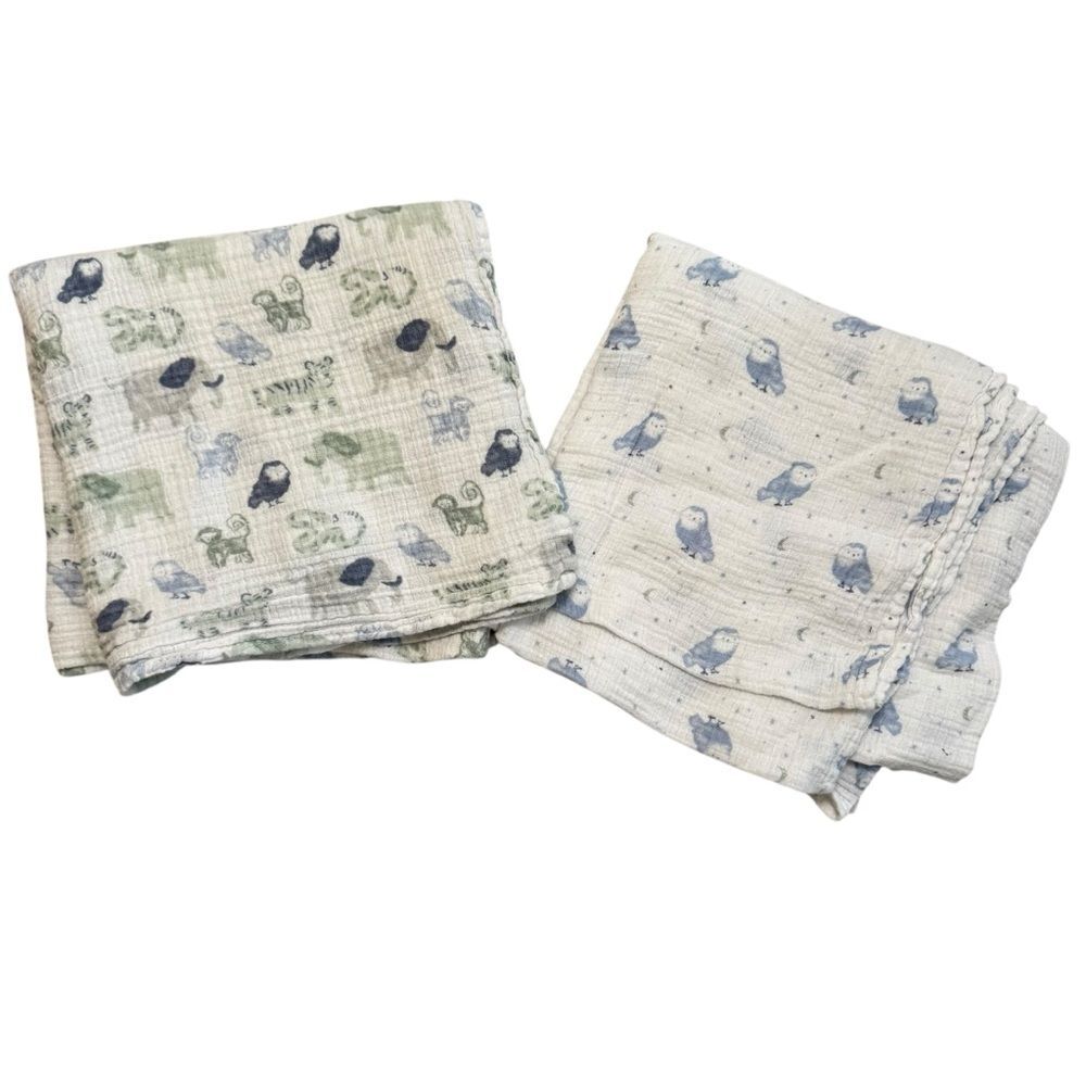 Lot of 2 Aden+Anais Aden and Anais Aden + Anais Muslin Swaddle Blankets